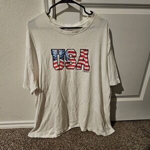 Faded Glory USA Flag Graphic T-Shirt 2013 Men's 2XL Patriotic White Tee